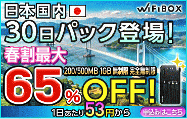 日本国内30日パック登場